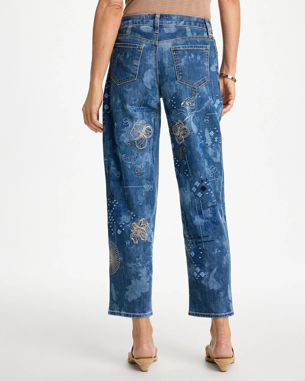 Daphne Indigo Relaxed Embroidered Boyfriend Jean