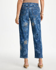 Daphne Indigo Relaxed Embroidered Boyfriend Jean