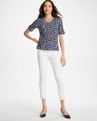 Passport Blue Printed Pima V-Neck Tee