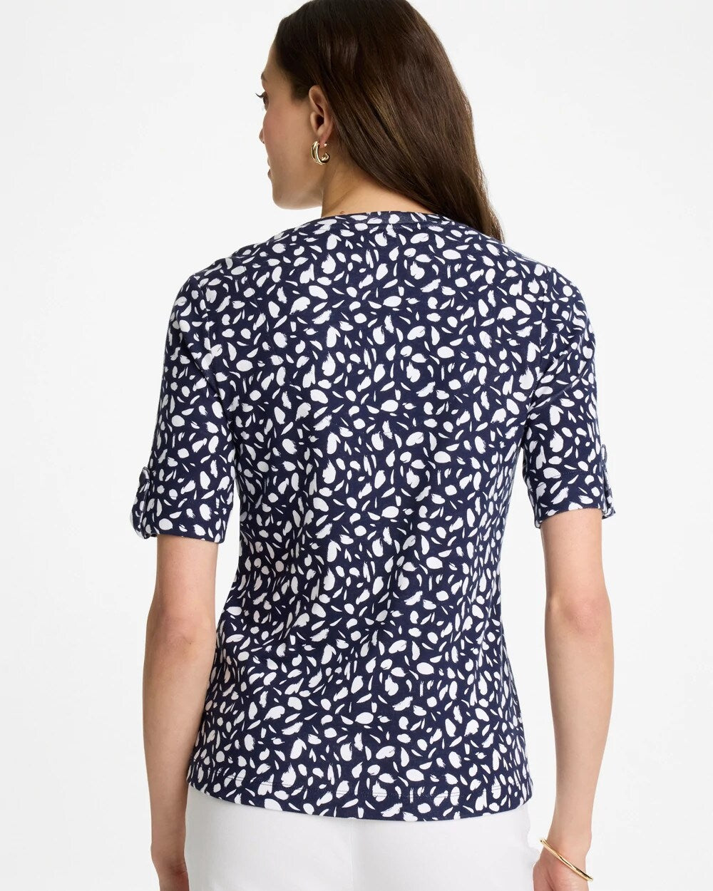 Passport Blue Printed Pima V-Neck Tee