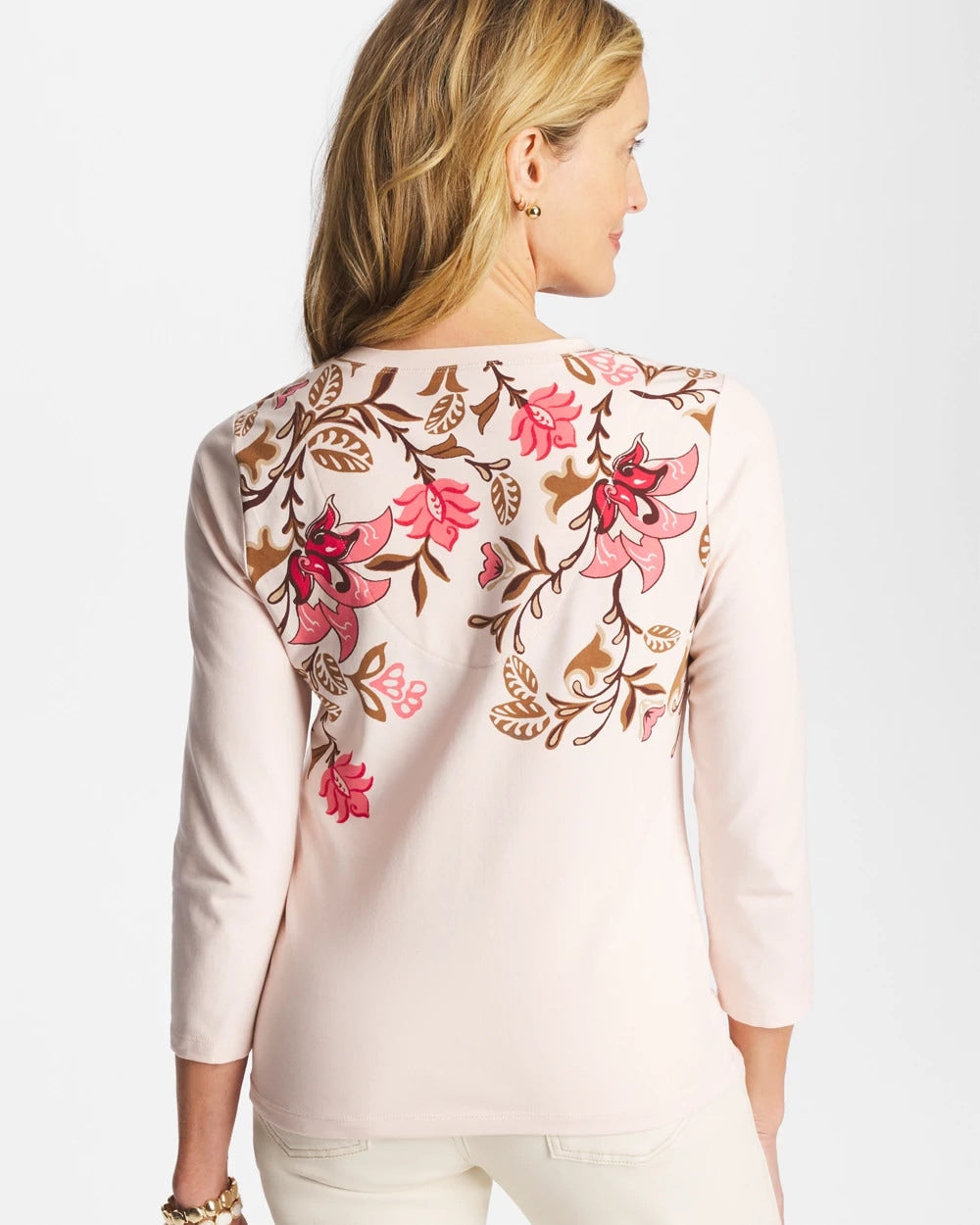 Siesta Rose Stretch-Cotton 3/4 Sleeve Perfect Tee