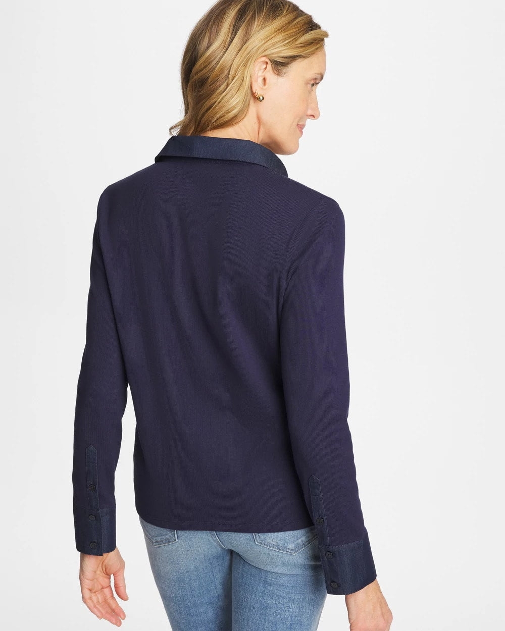 Passport Blue Collared Rib Mix Henley