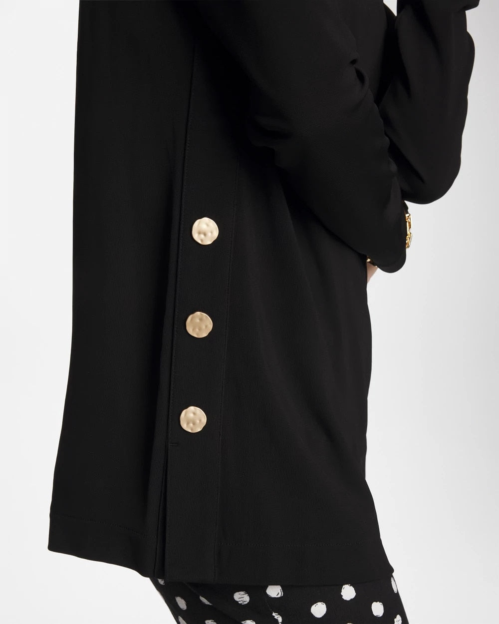 Black Matte Jersey Button Tunic