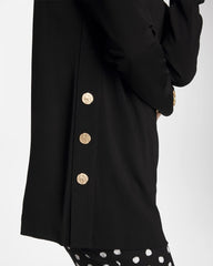 Black Matte Jersey Button Tunic