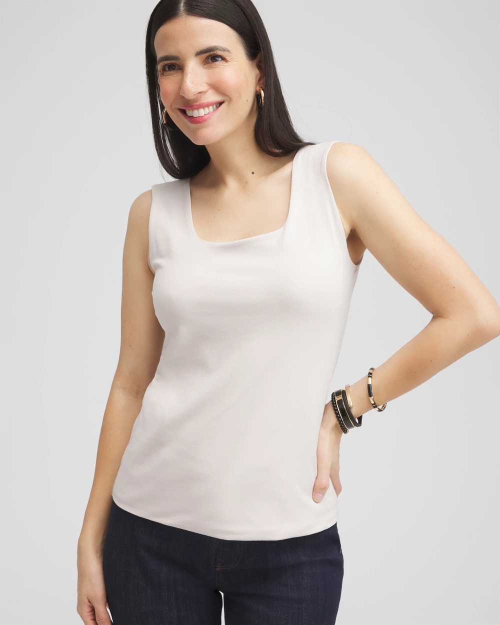 Smokey Taupe Contour Cotton™ Square Neck Tank