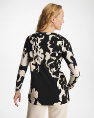 Black Blossom Matte Jersey Button Tunic