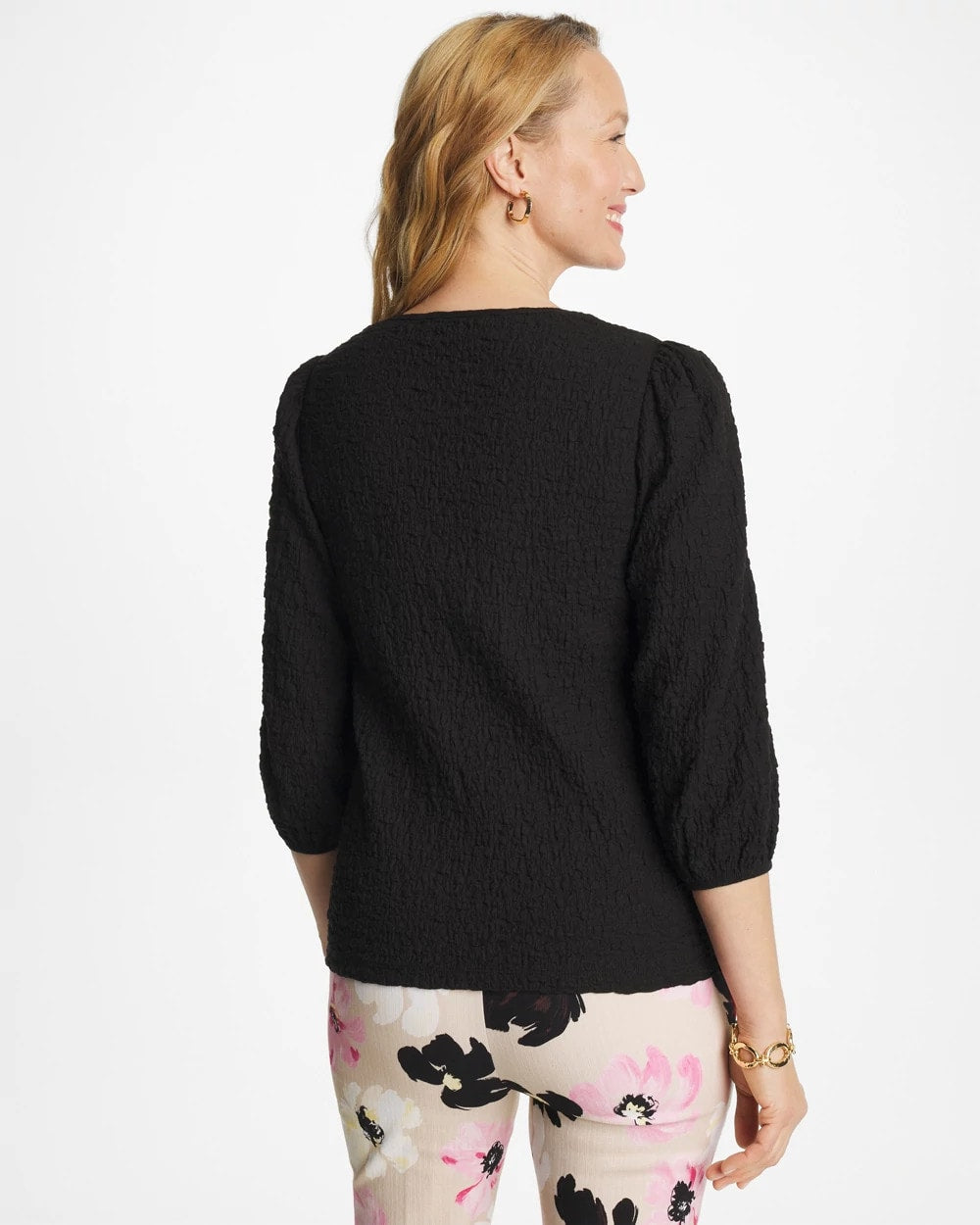 Black Textured Feminine Tee