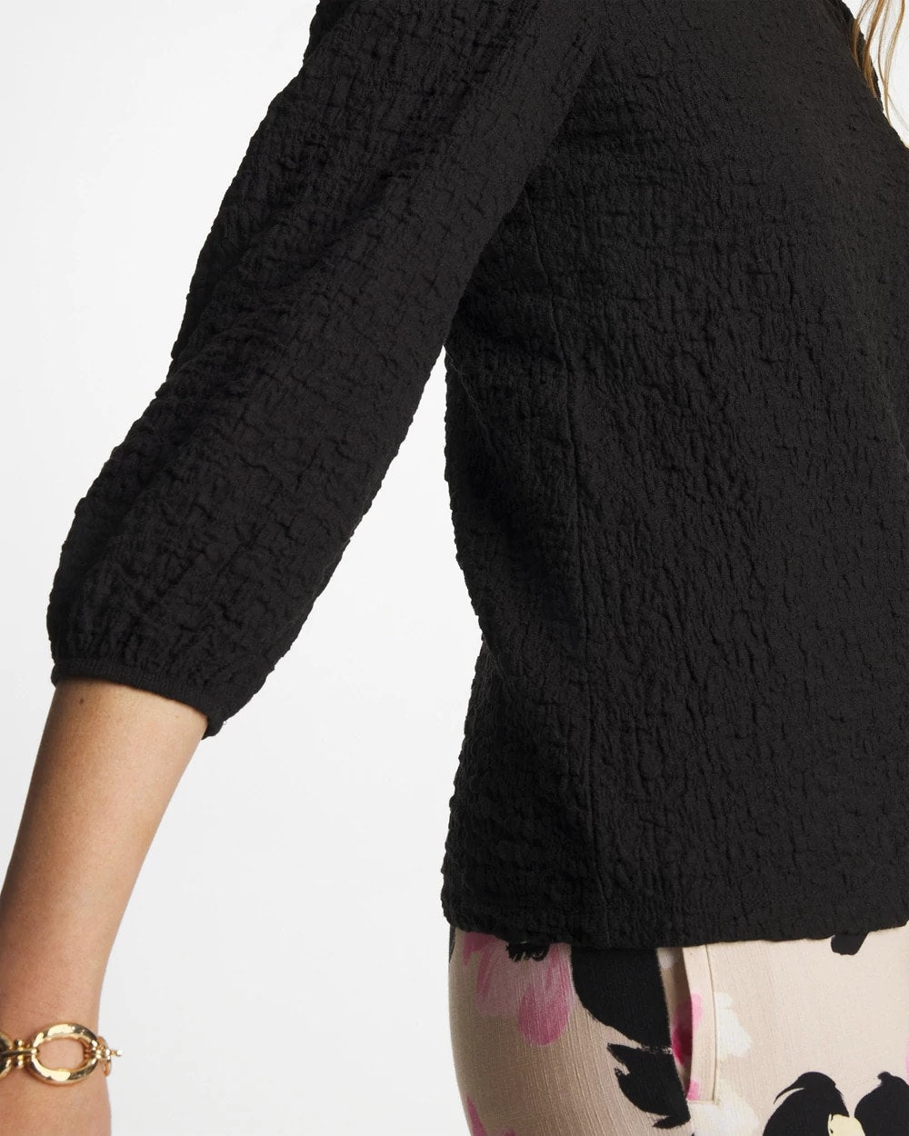 Black Textured Feminine Tee