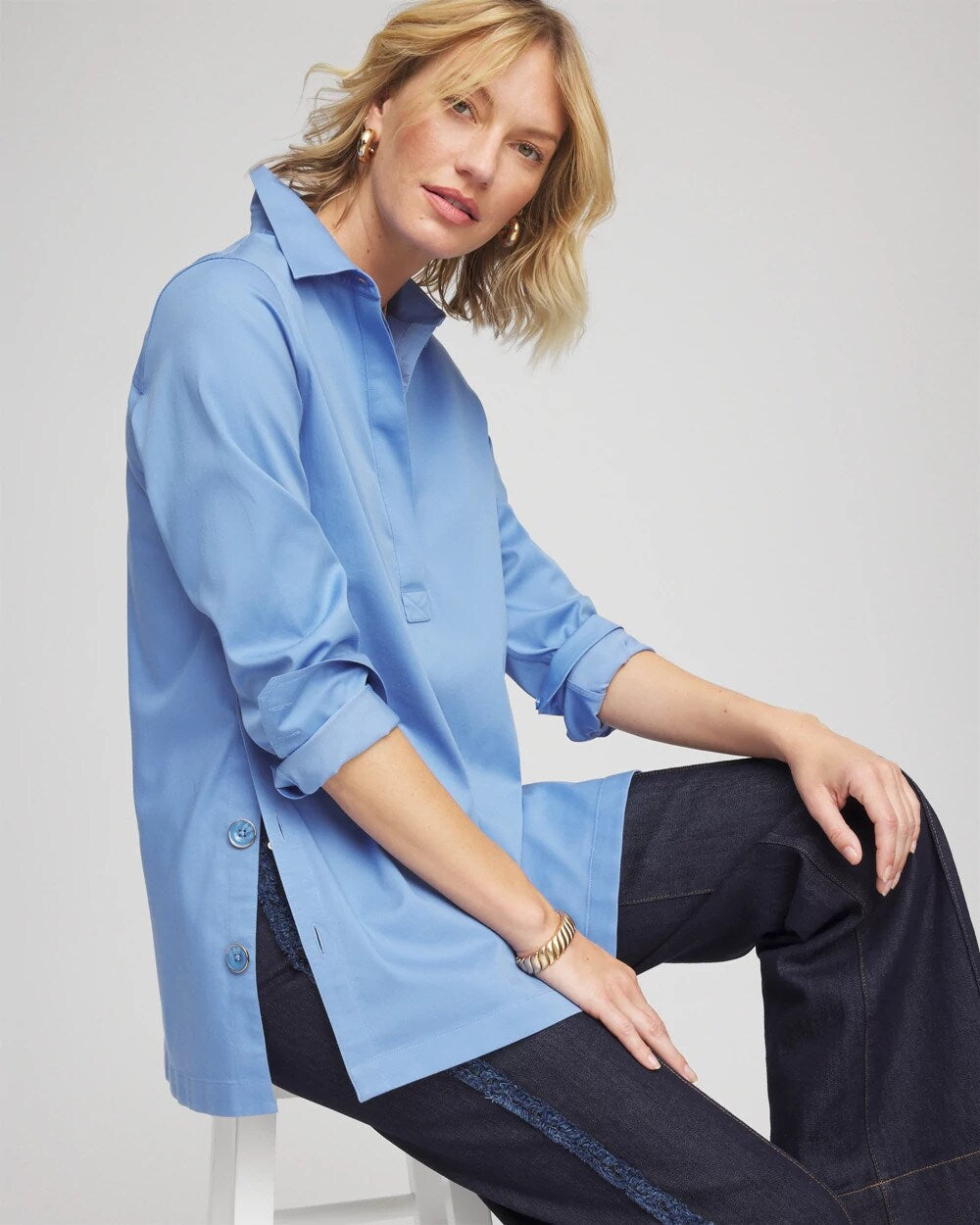 Tidal Blue No Iron™ Stretch Tunic
