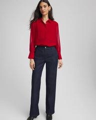 Carmine Red Pintuck Georgette Tunic