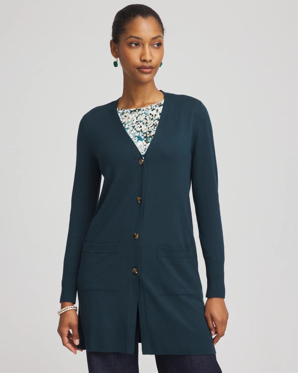 Teal Shadow Ella Pocketed Cardigan Sweater