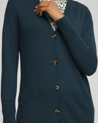 Teal Shadow Ella Pocketed Cardigan Sweater