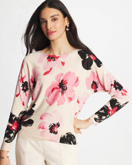 Sweet Blossom Printed Bateau Dolman Pullover