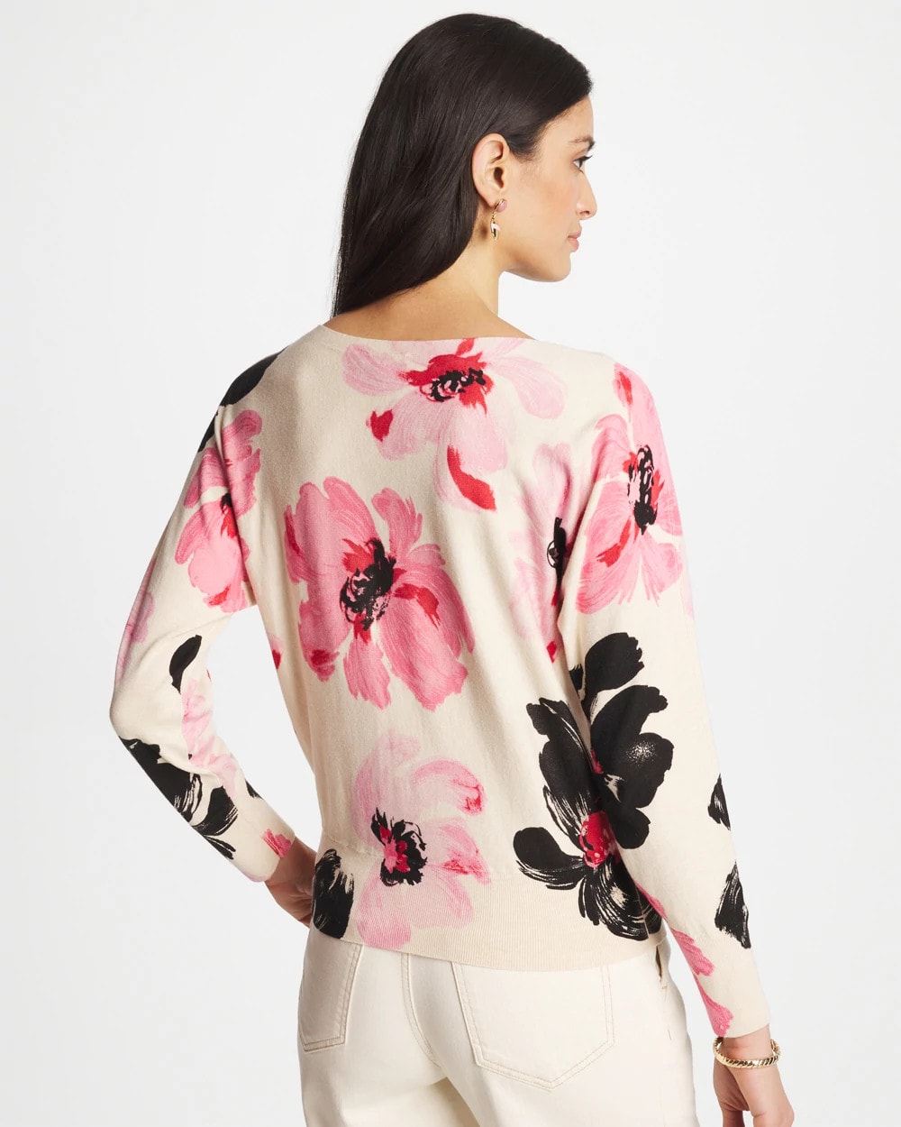 Sweet Blossom Printed Bateau Dolman Pullover