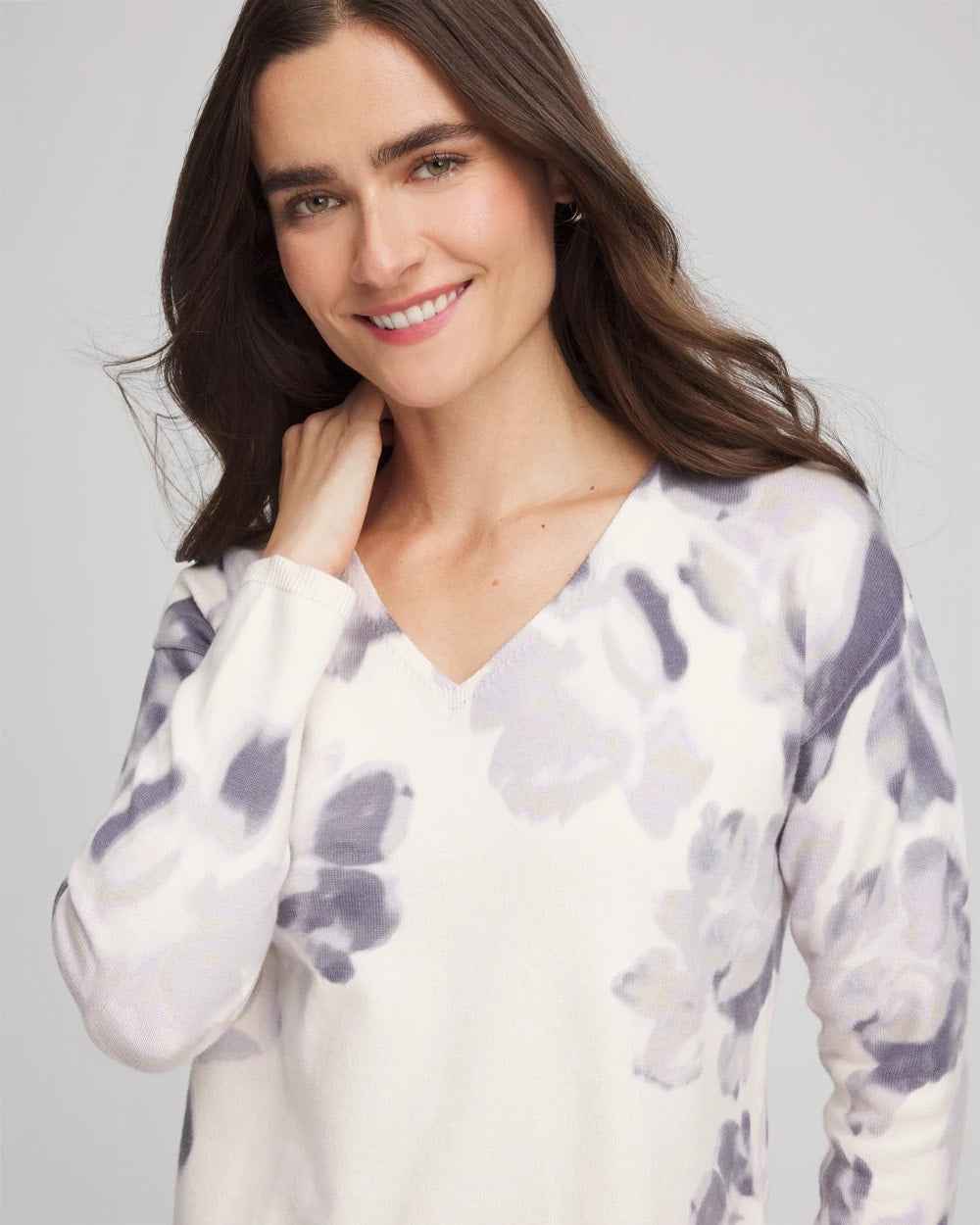 Multi Printed V-Neck Sweater
