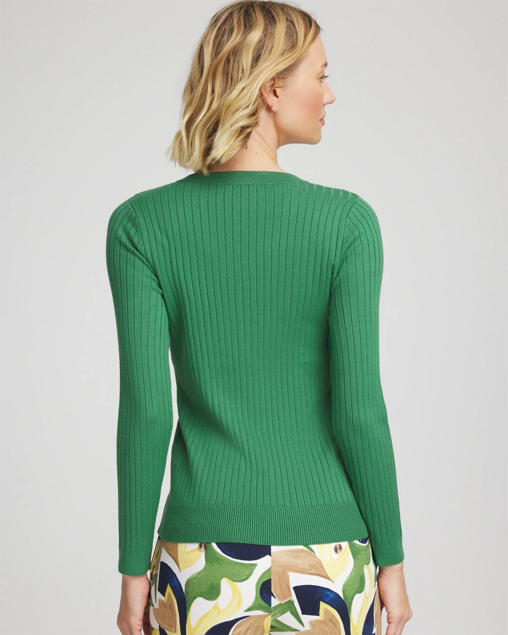 Jardin Green Ribbed Button Henley Sweater