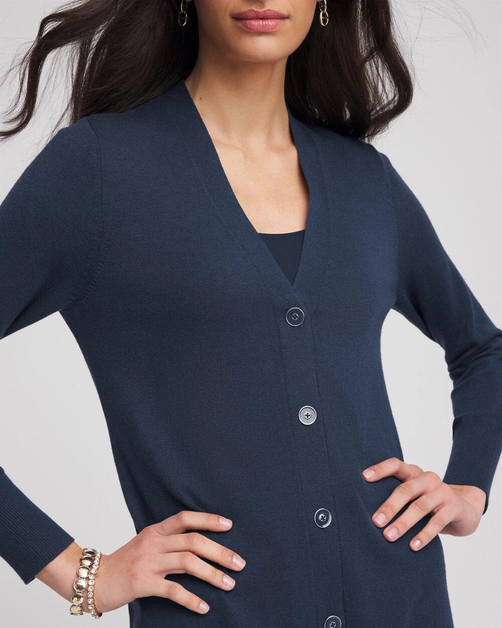 Passport Blue Novelty Duster Button Cardigan