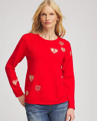 Love Letter Red V-Day Embroidered Heart Pullover