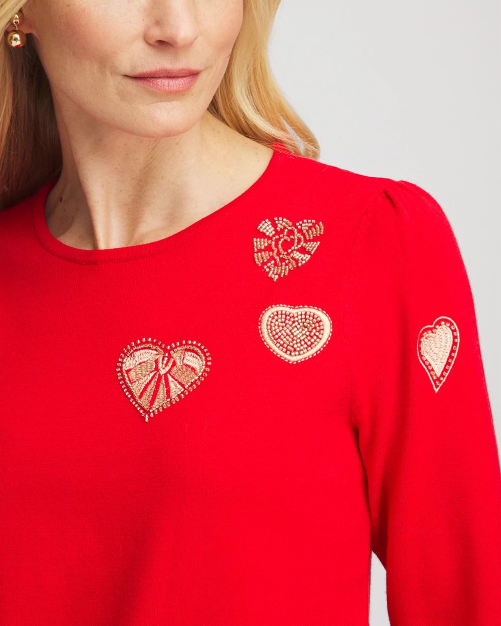 Love Letter Red V-Day Embroidered Heart Pullover