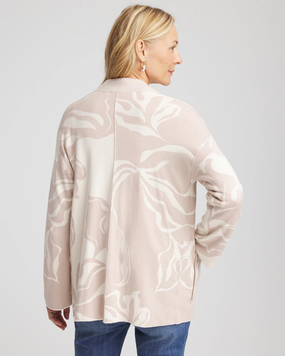 English Cream Abstract Bloom Cardigan