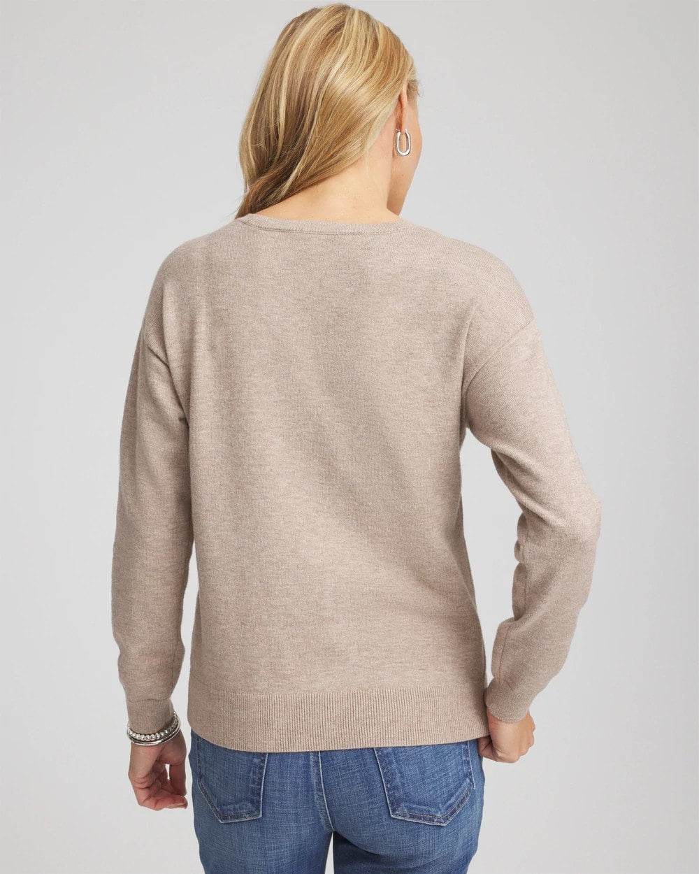 Smokey Taupe Floral Sequined Pullover