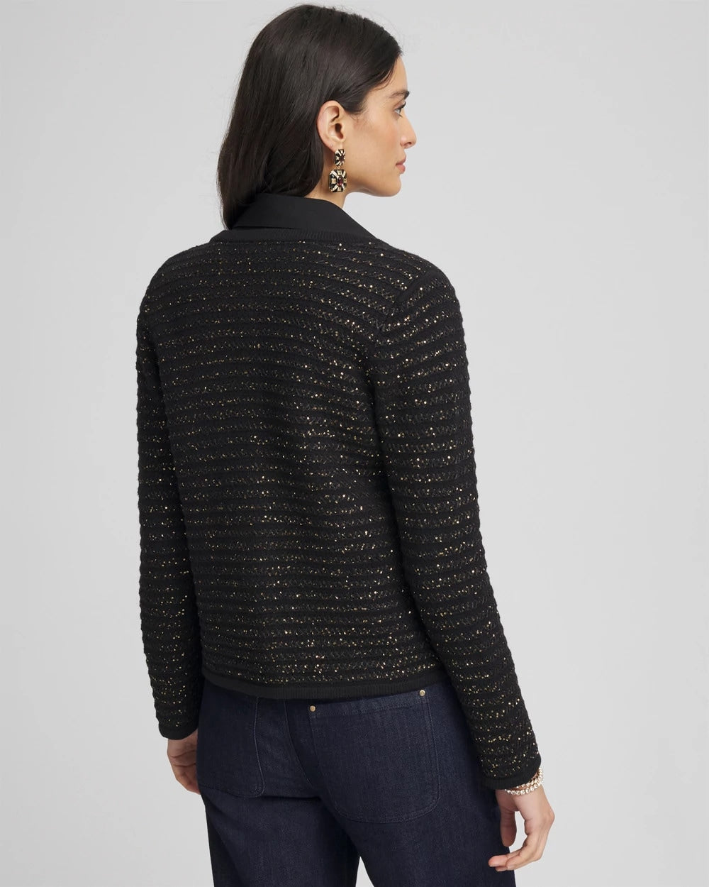 Black Shine Cropped Cardigan
