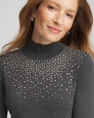 Graphite Gray Ella Rhinestone Mockneck Sweater