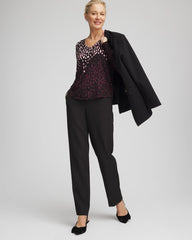Black Ella Printed V-Neck Sweater