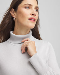 Silver Glitter Metallic Turtleneck Pullover Sweaters