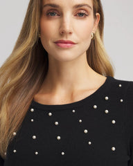 Black Embellished Cashmere Pullover Sweater