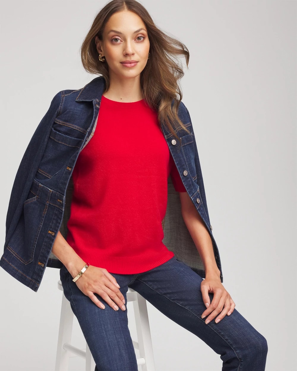Red Crewneck Cashmere Pullover Sweater