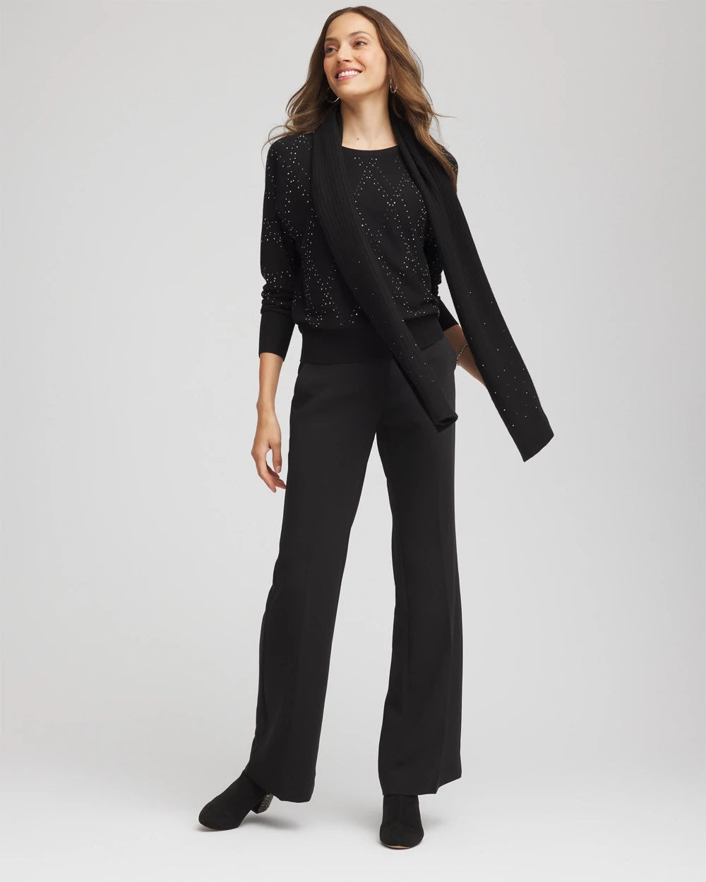 Black Ella Embellished Dolman Pullover Sweater