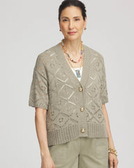 Washed Sage Short Button-down Cardigan
