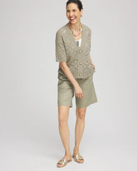 Washed Sage Short Button-down Cardigan