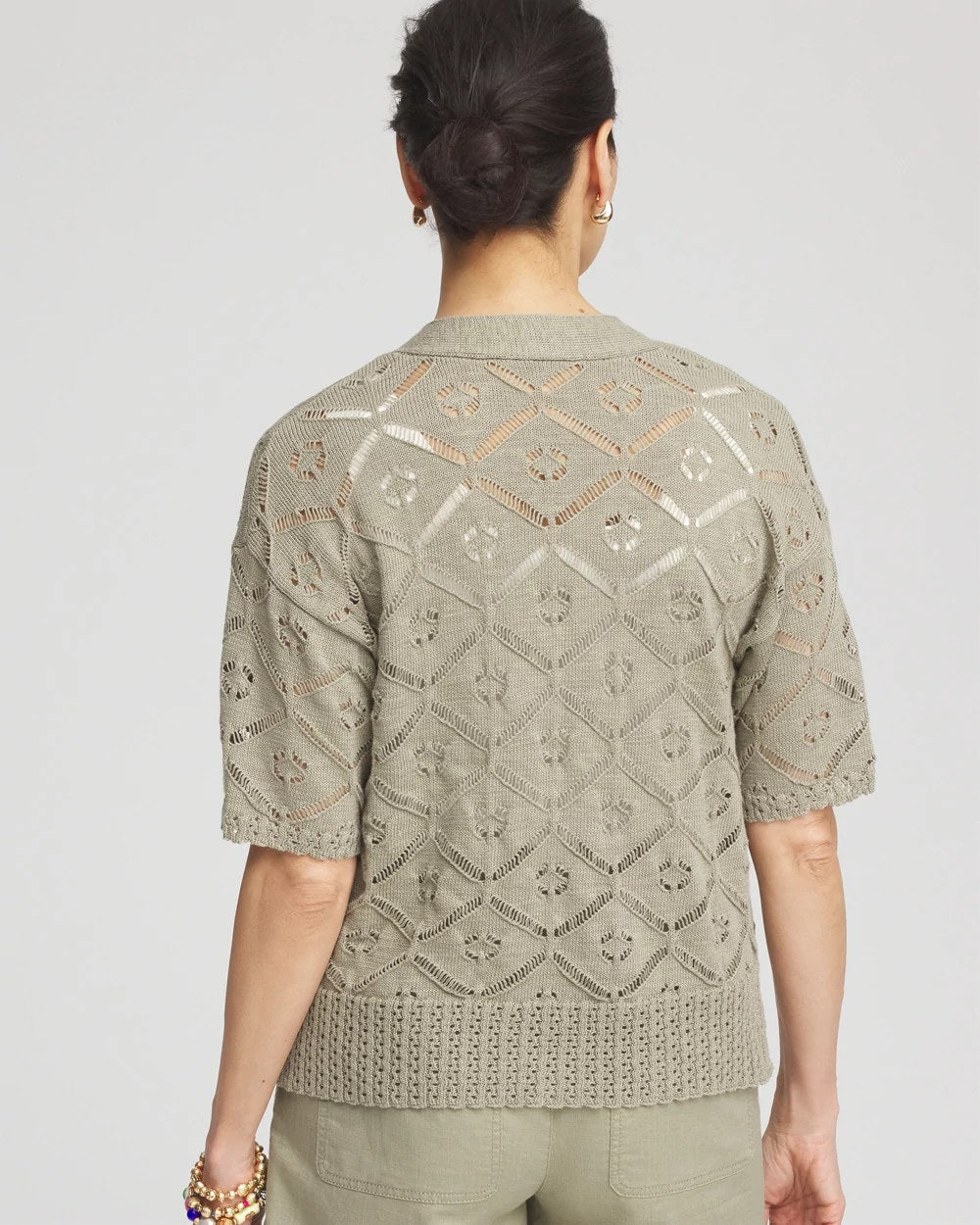 Washed Sage Short Button-down Cardigan