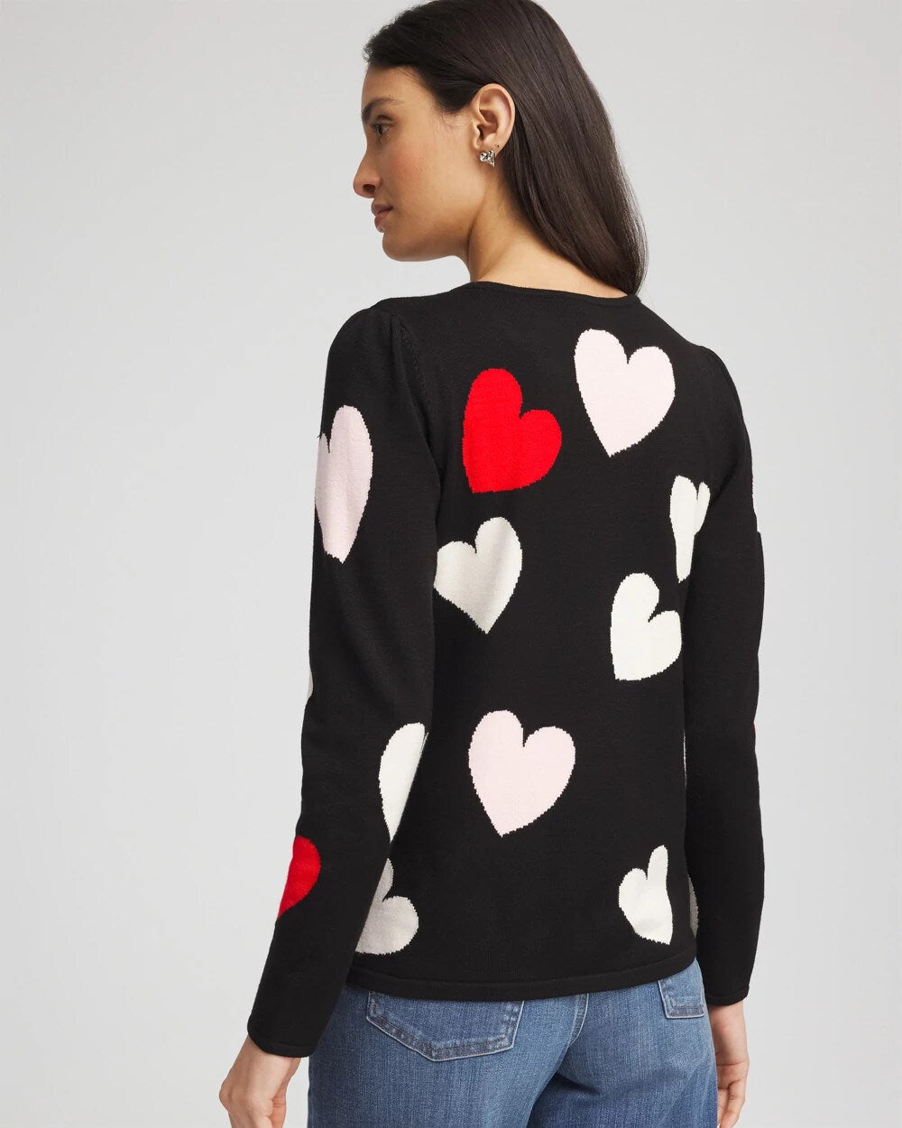 Black V-Day Multi-Heart Pullover