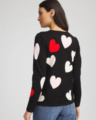 Black V-Day Multi-Heart Pullover