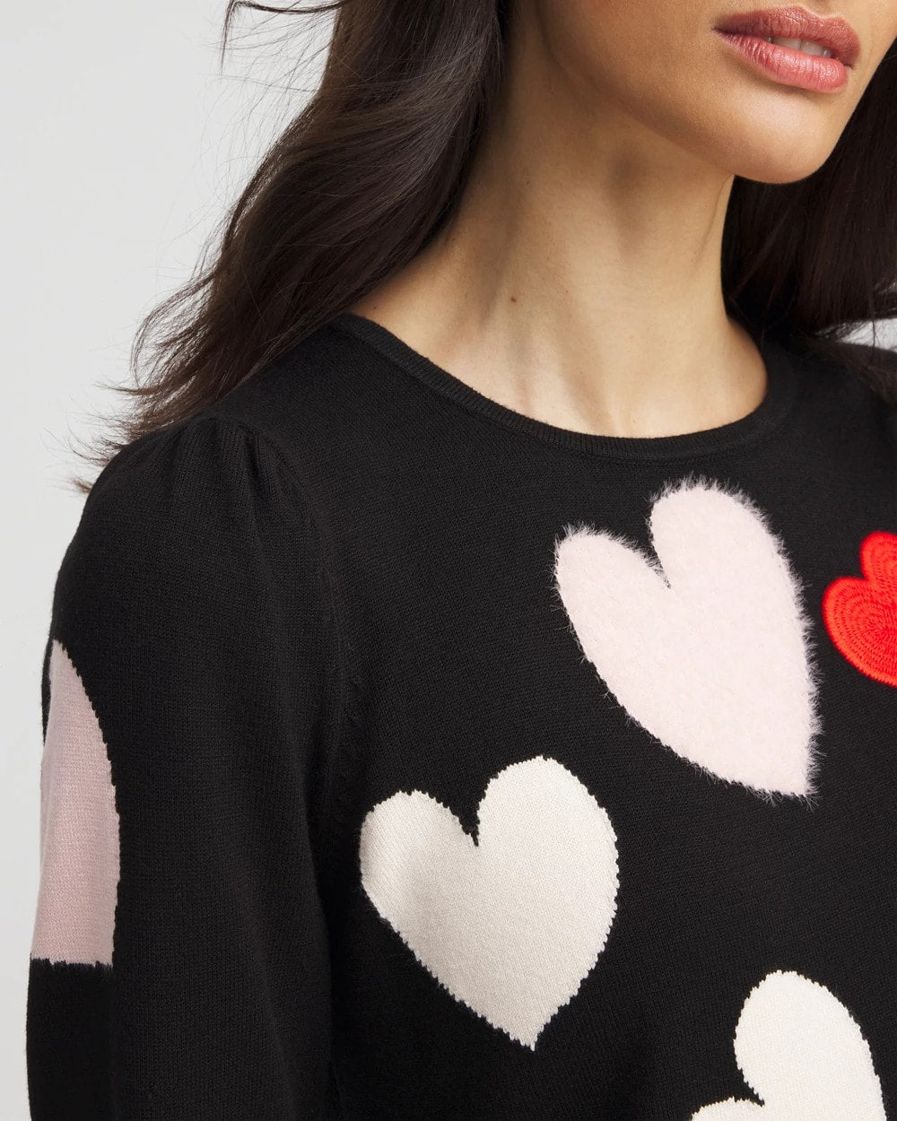 Black V-Day Multi-Heart Pullover
