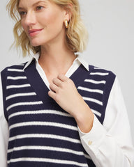 Passport Blue Striped V-Neck 2 in 1 Sweater Vest