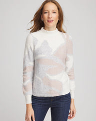 Birch Bark Bloom Metallic Intarsia Pullover Sweater