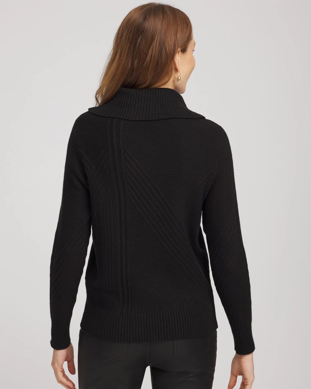 Black Ribbed Cowlneck Sweater