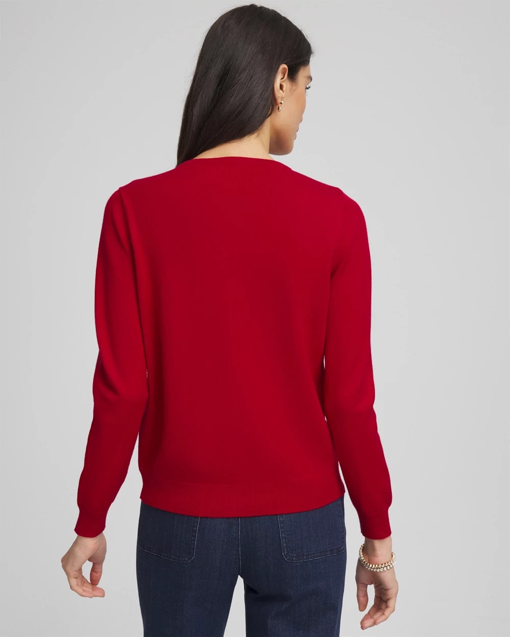 Carmine Red Crewneck Cardigan