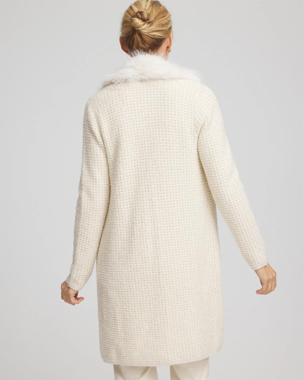 English Cream Fur Trim Cardigan