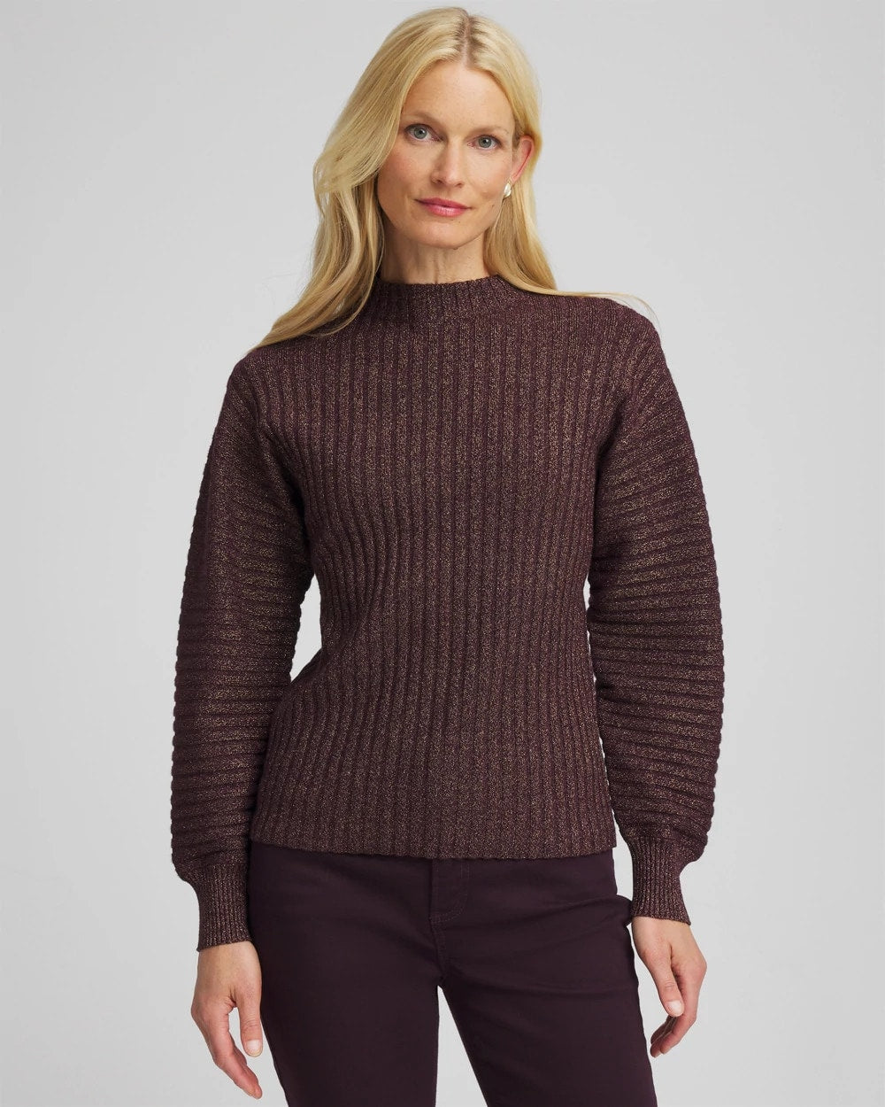Night Bloom Metallic Ribbed Pullover