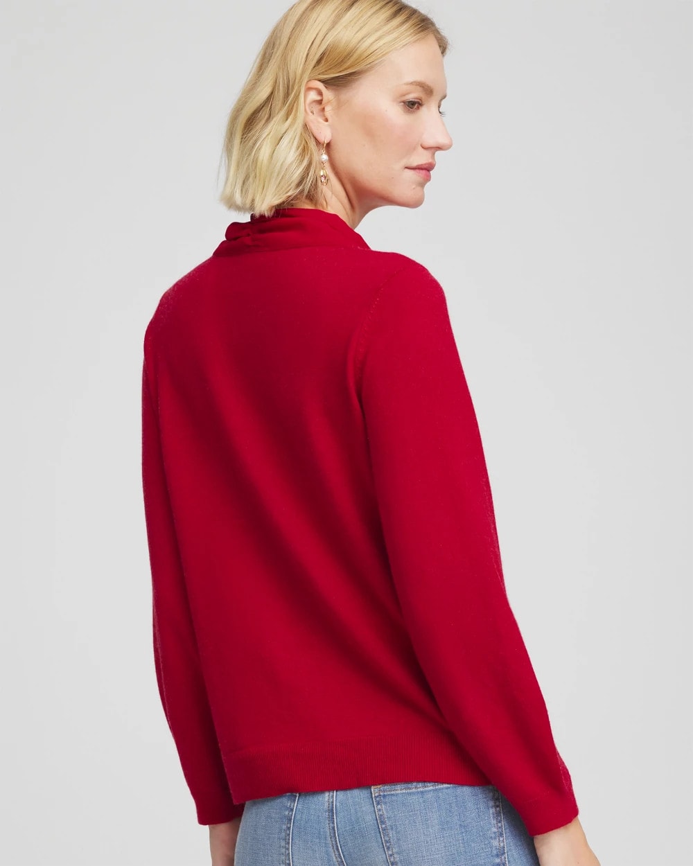 Carmine Red Bow-Detailed Sweater