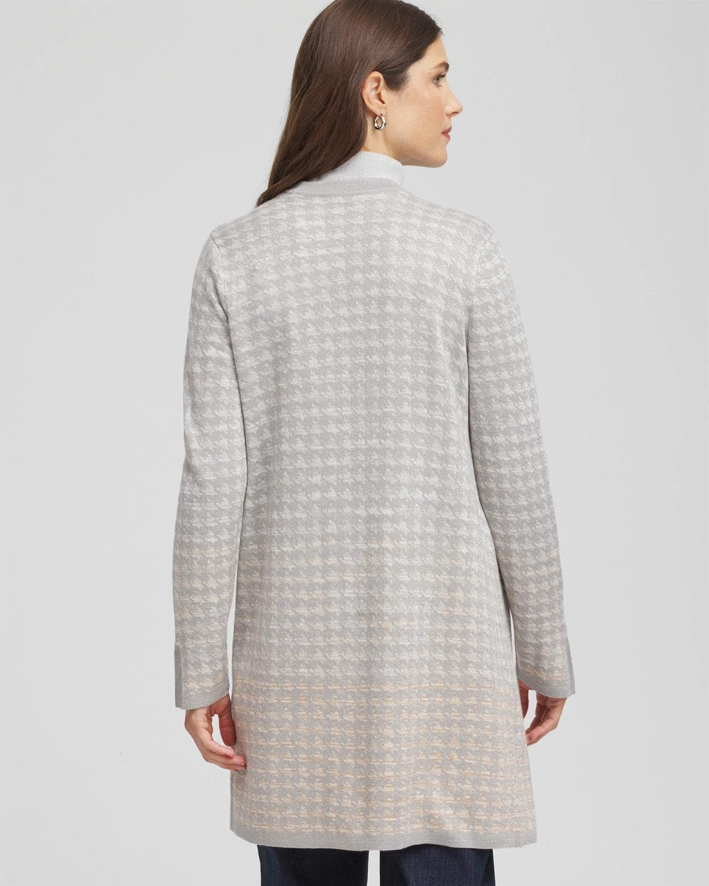 Gray Metallic Herringbone Cardigan