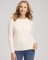 Cream Crewneck Cashmere Pullover Sweater
