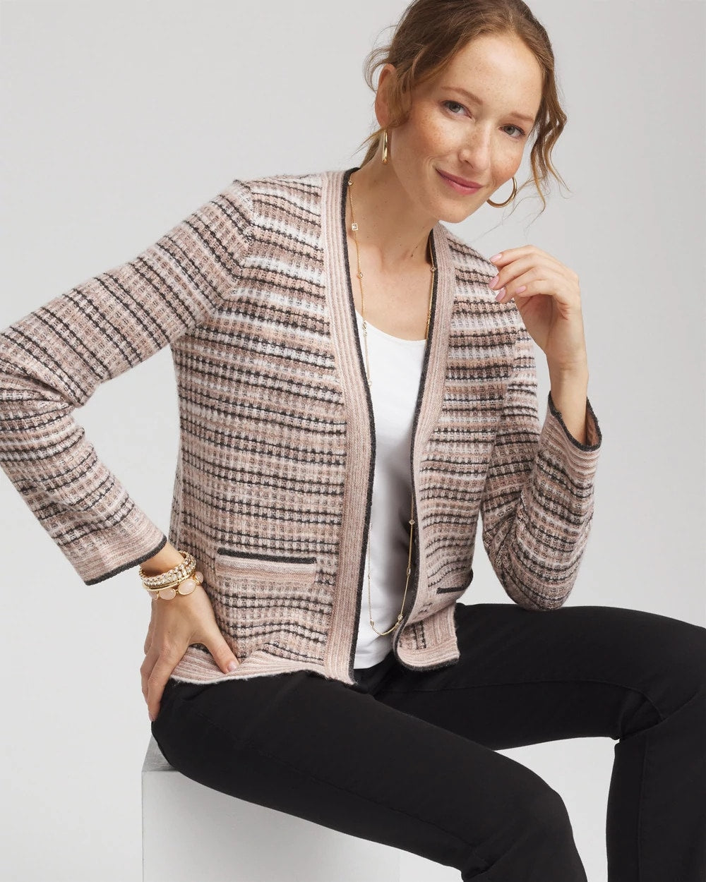 Black Sunset Abstract Sweater Jacket