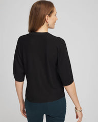 Black Dolman Sleeve Crew Neck Pullover Sweater