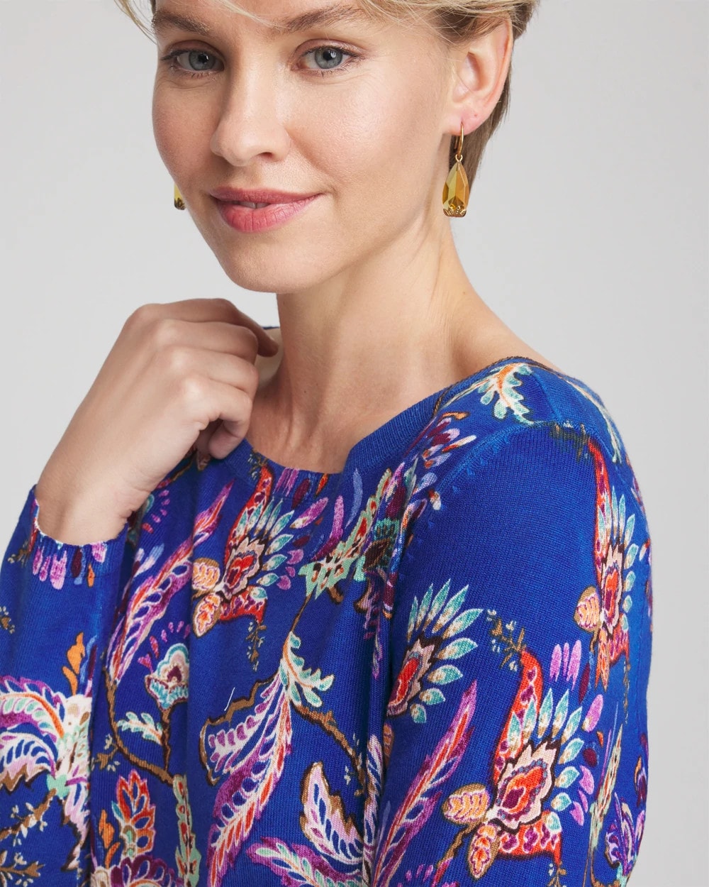 Cobalt Stone Ella Boatneck Printed Pullover Sweater